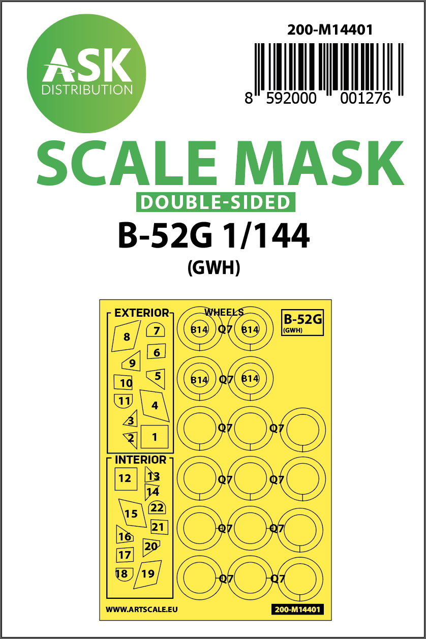 Fotografie 1/144 B-52G double-sided painting mask for Great Wall Hobby