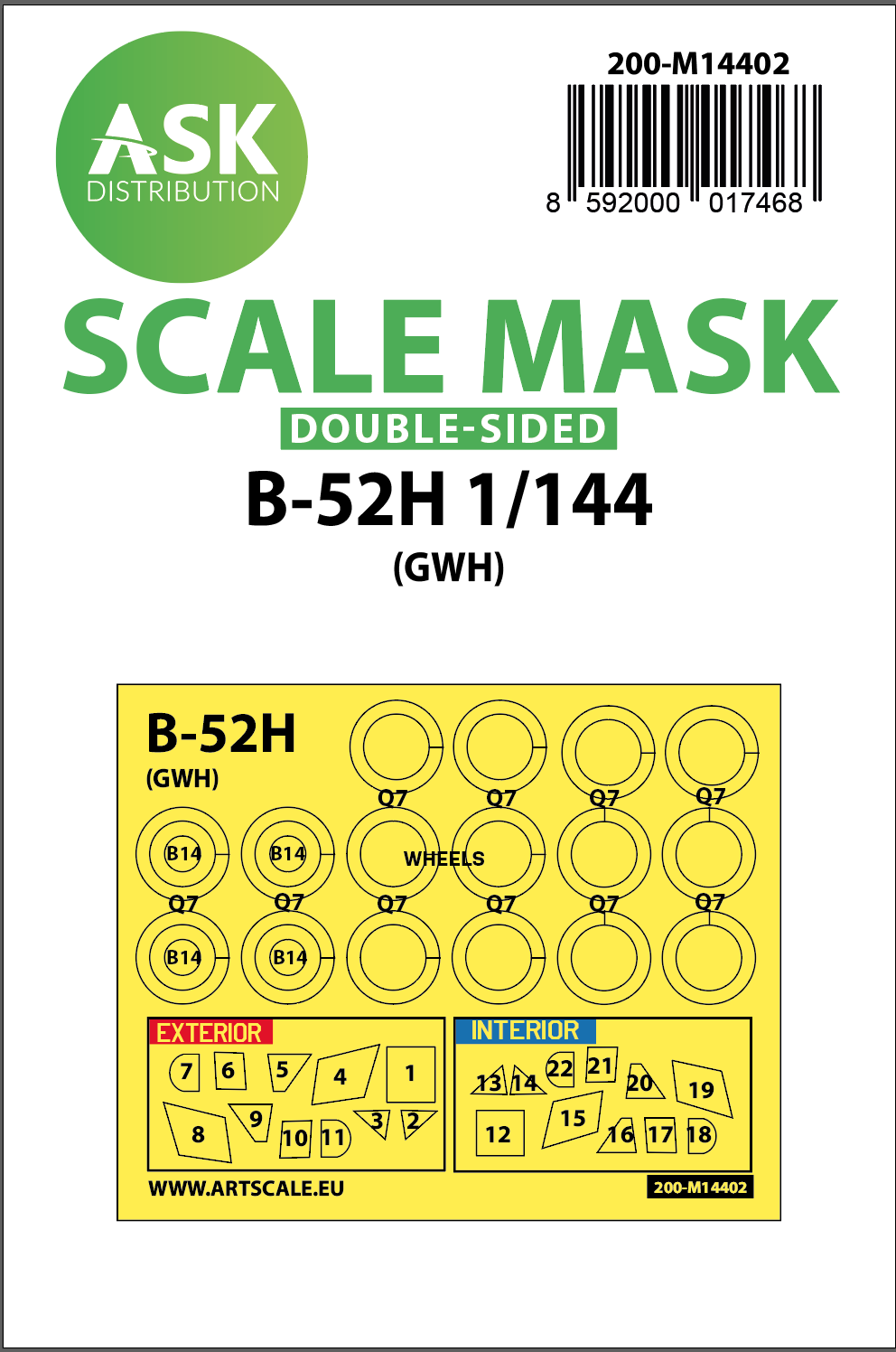 Fotografie 1/144 B-52H double-sided painting mask for Great Wall Hobby