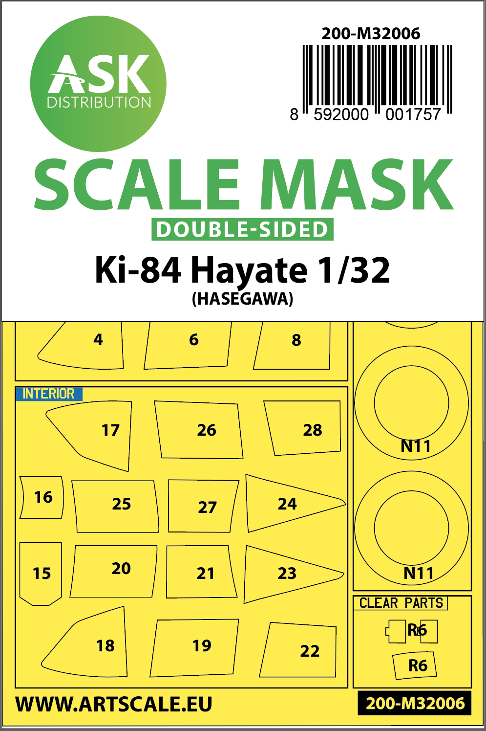 Fotografie 1/32 Nakajima Ki-84 Hayate double-sided express mask for Hasegawa