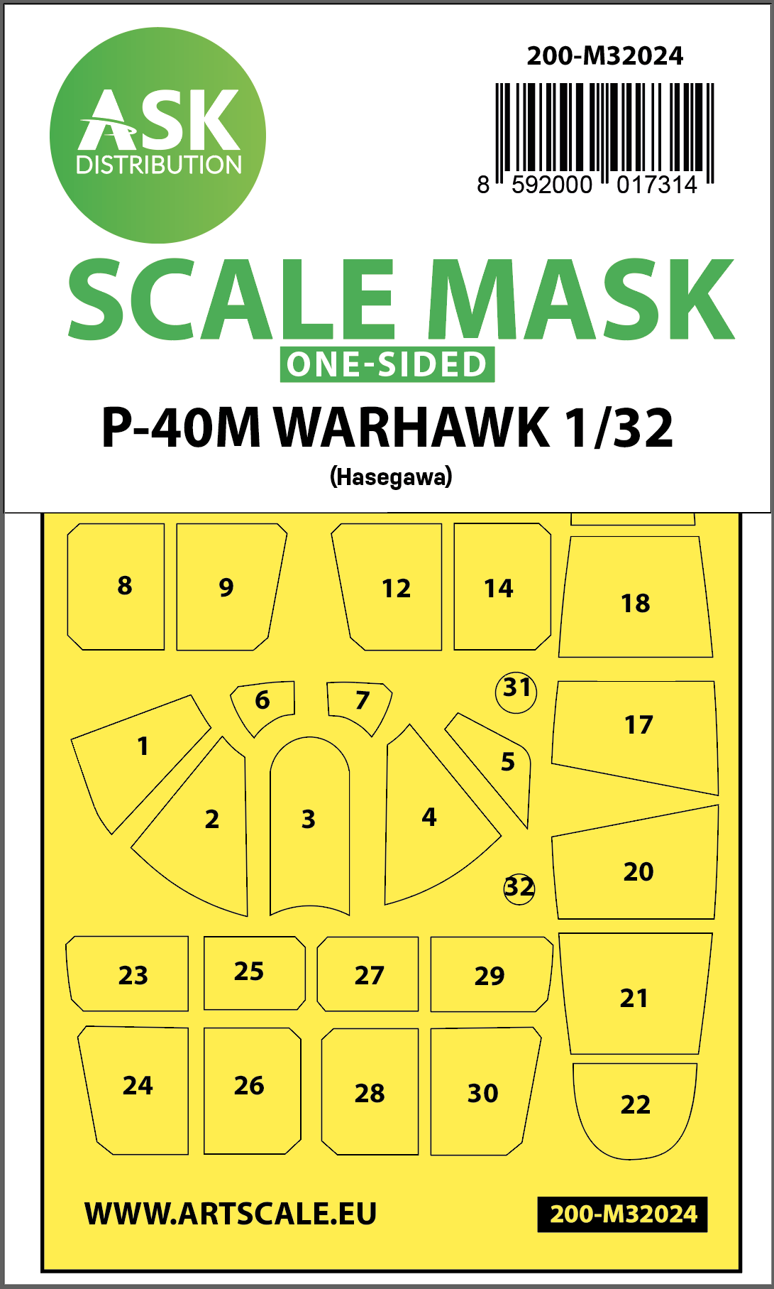 Fotografie 1/32 P-40M Warhawk one-sided express masks for Hasegawa