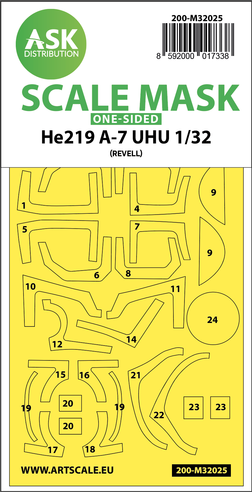 Fotografie 1/32 Heinkel He 2019A-7 UHU one-sided express masks for Revell
