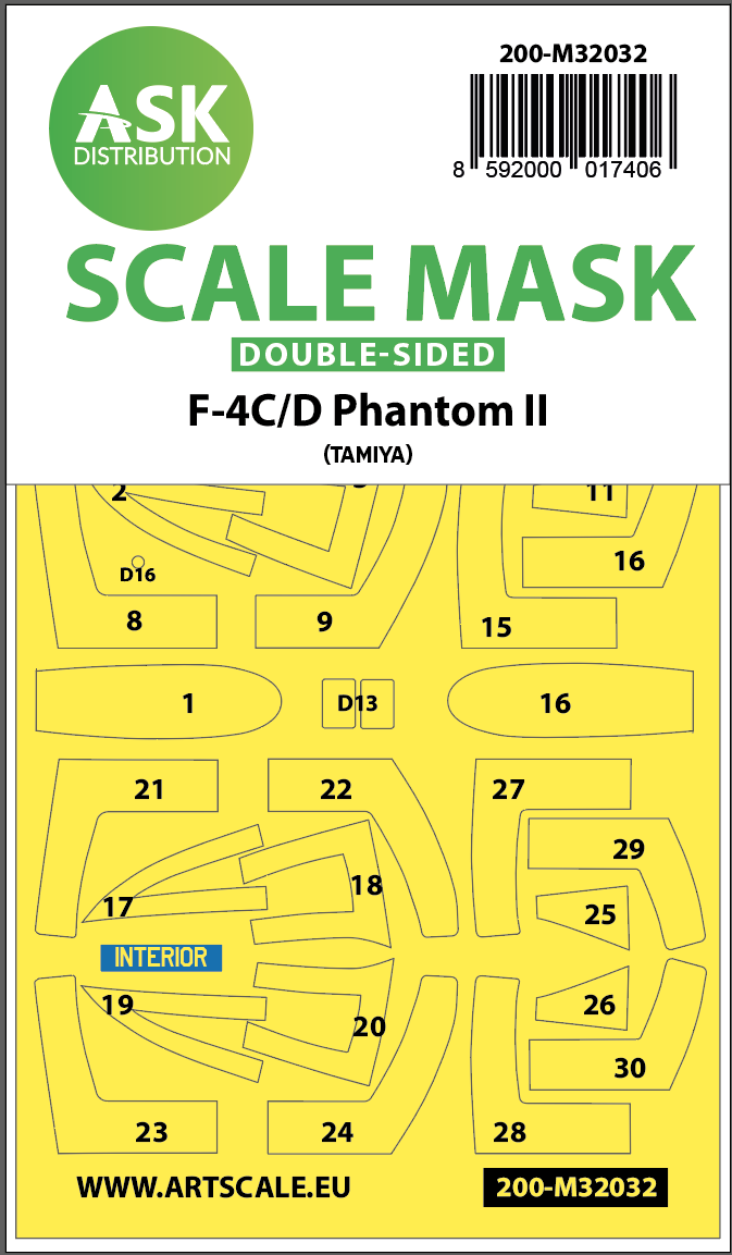 Fotografie 1/32 F-4C/D Phantom double-sided mask for Tamiya