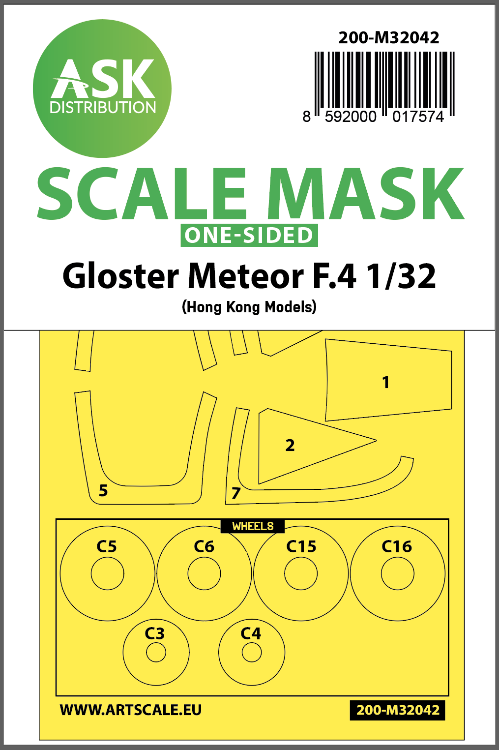 Fotografie 1/32 Gloster Meteor F.4 one-sided mask for HK Models