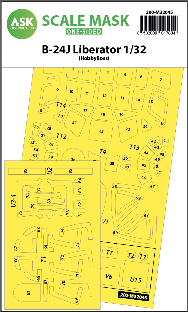 Fotografie 1/32 B-24J Liberator one-sided mask for Hobby Boss