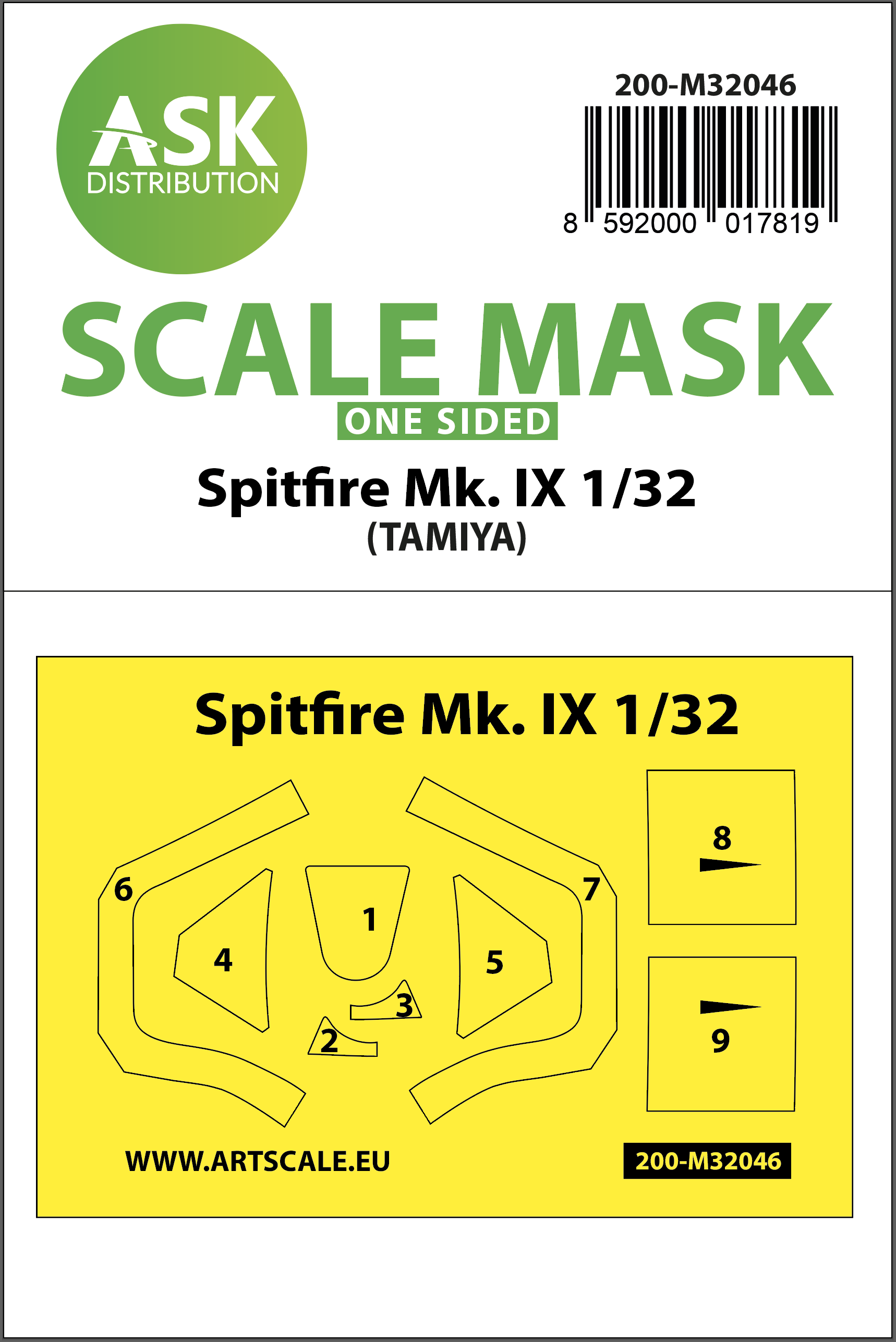 Fotografie 1/32 Spitfire Mk.IX one-sided masks for Tamiya