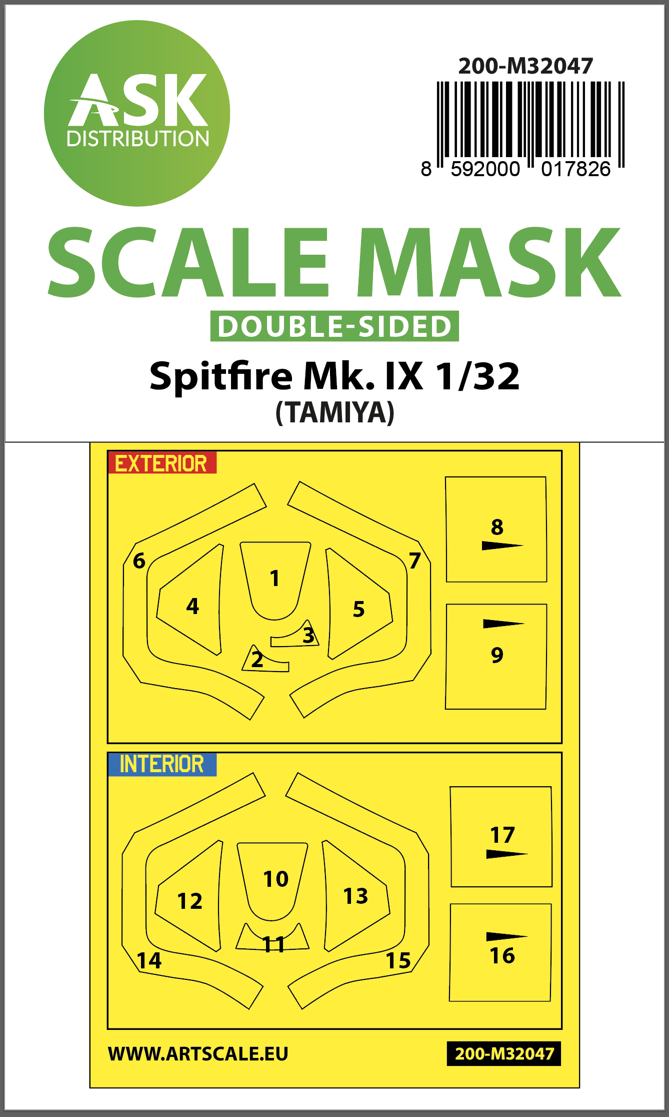 Fotografie 1/32 Spitfire Mk.IX double-sided masks for Tamiya