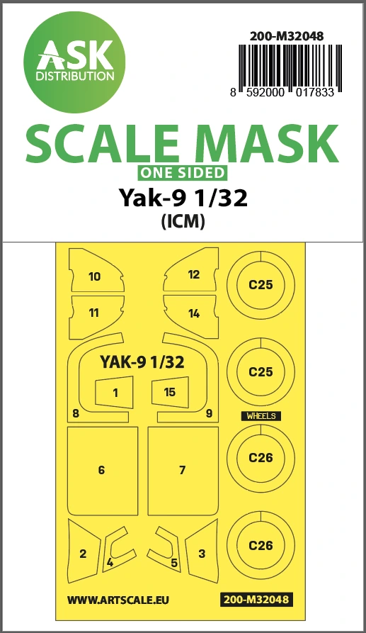 Fotografie 1/32 Yak-9 one-sided mask for ICM