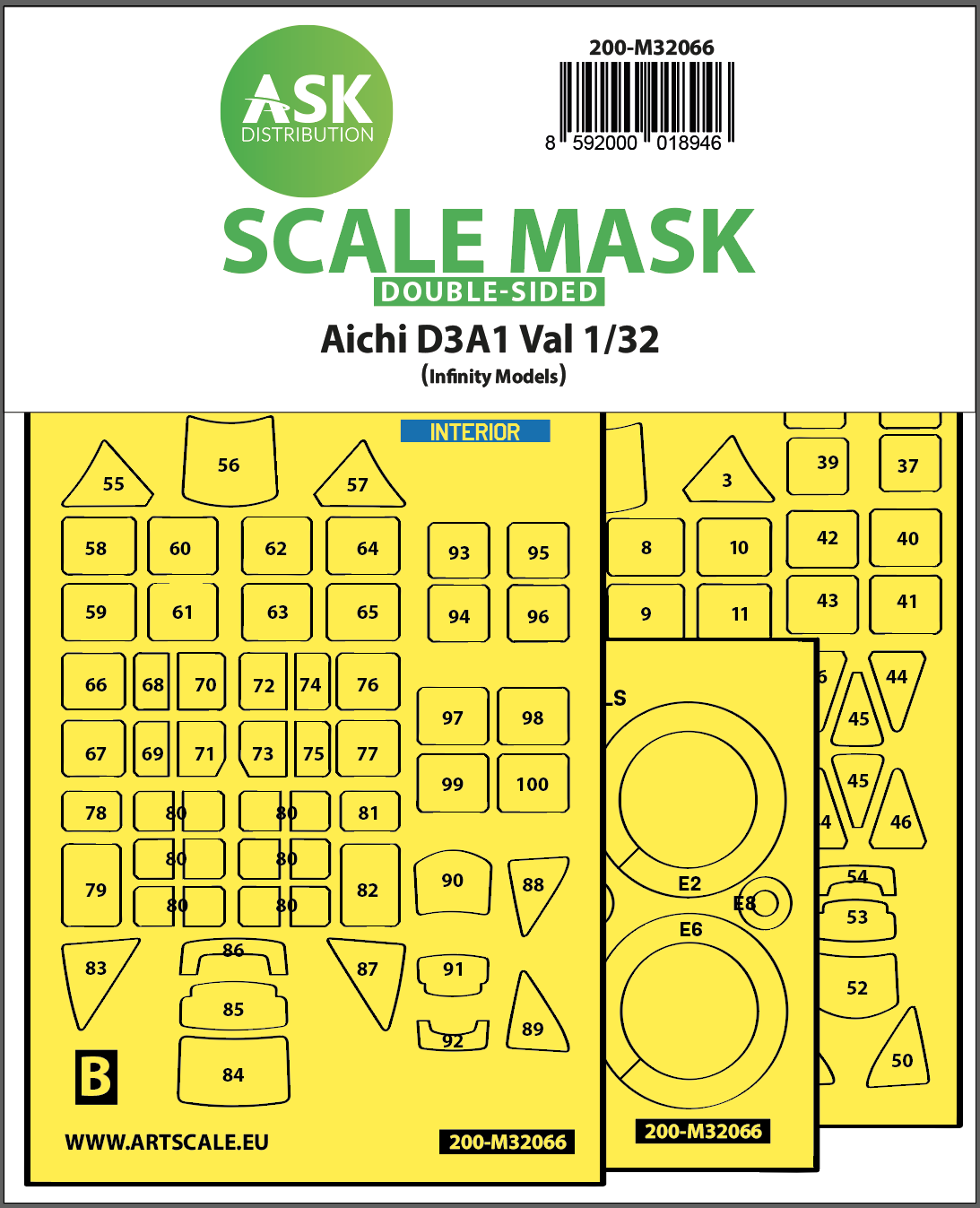 Fotografie 1/32 Aichi D3A1 Val double-sided express self adhesive mask for Infinity 3206
