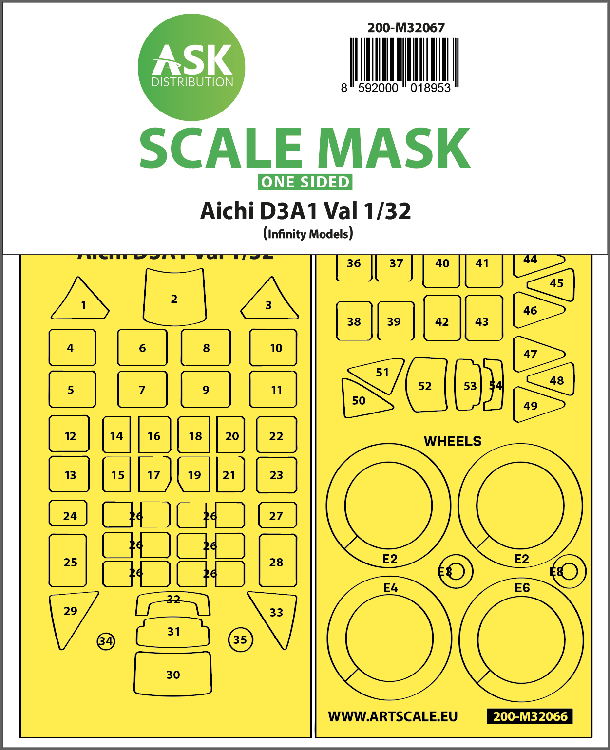 Fotografie 1/32 Aichi D3A1 Val one-sided express self adhesive mask for Infinity 3206