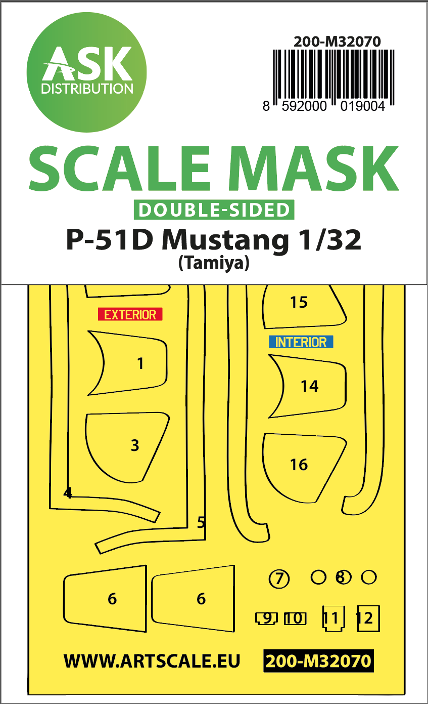 Fotografie 1/32 P-51D Mustang double-sided fit mask for Tamiya