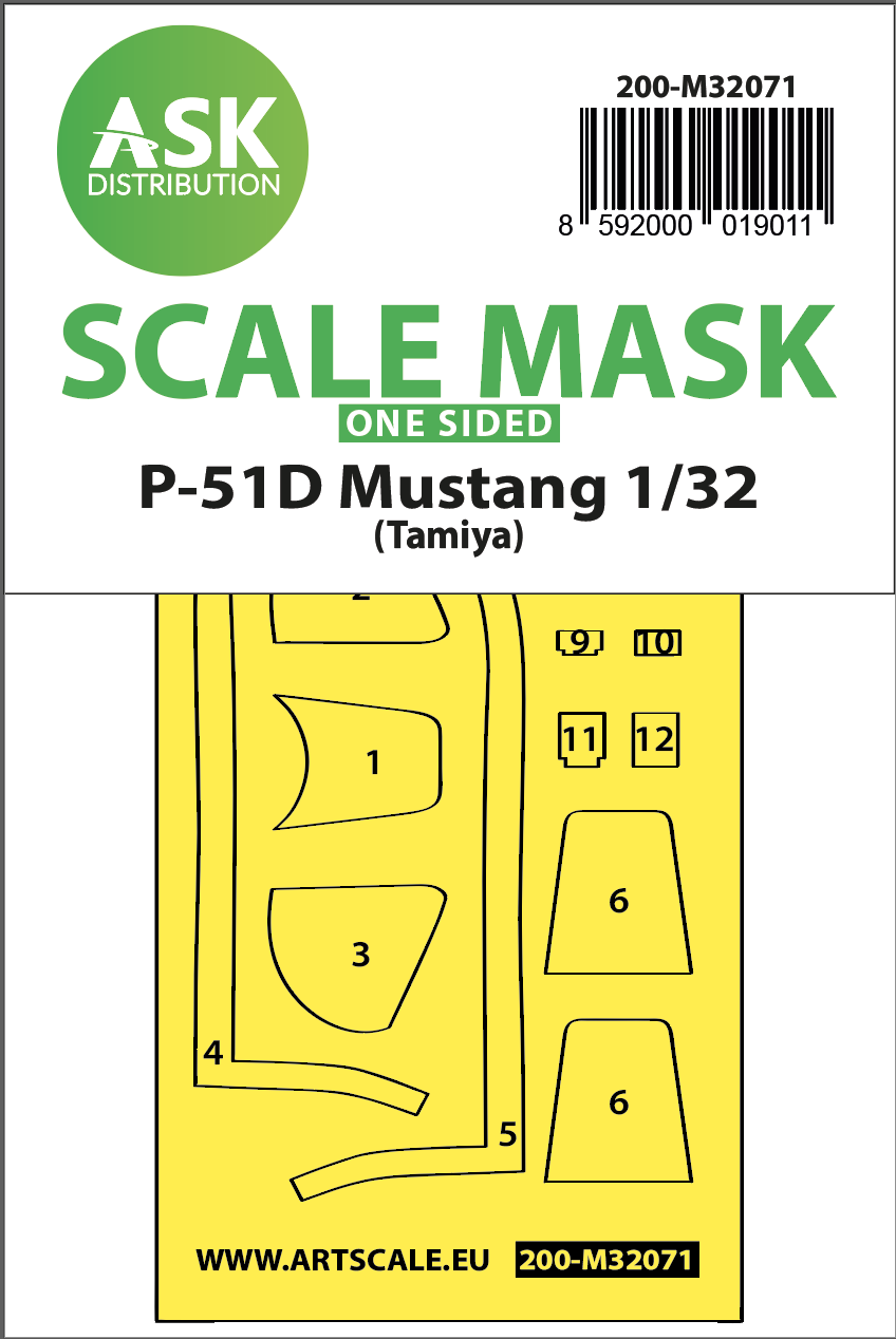 Fotografie 1/32 P-51D Mustang one-sided fit mask for Tamiya