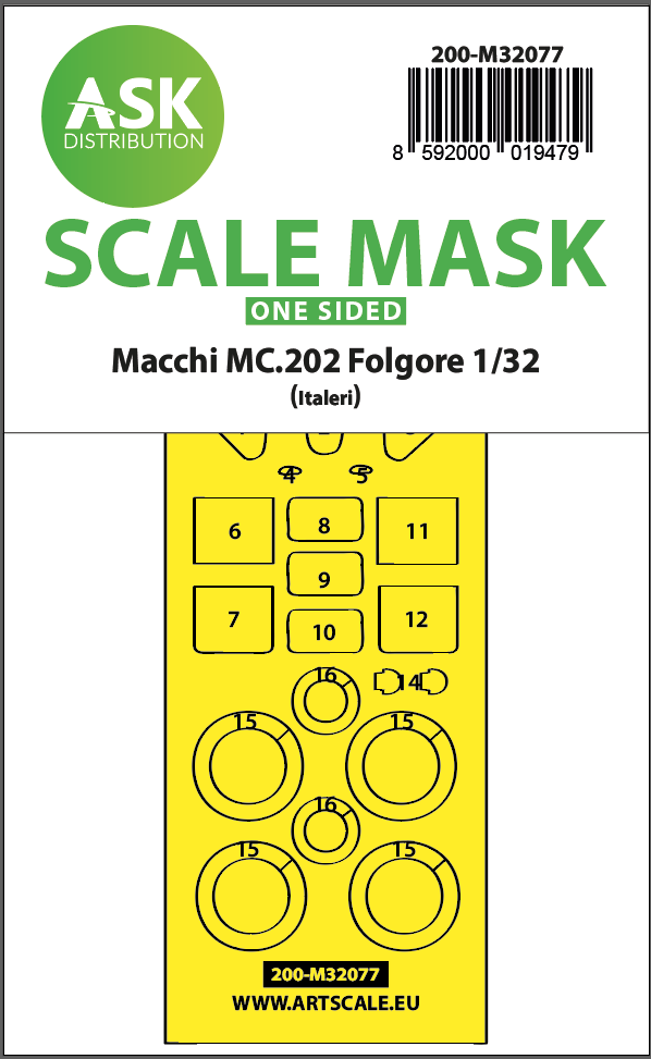 Fotografie 1/32 Macchi MC.202 Folgore one-sided express fit mask for Italeri