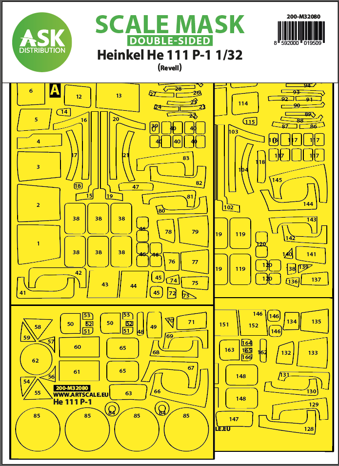Fotografie 1/32 Heinkel He 111P-1 double-sided express fit mask for Revell