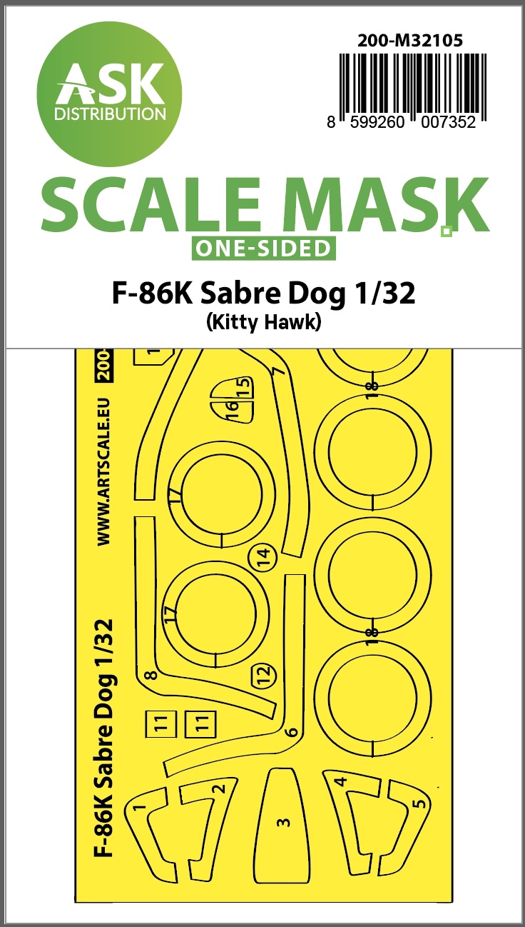 Fotografie 1/32 F-86K Sabre Dog one-sided express fit mask for Kitty Hawk