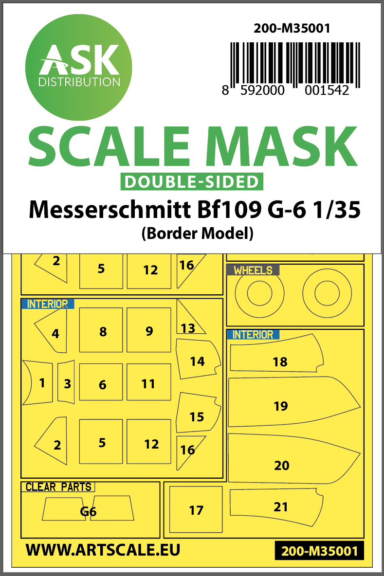 Fotografie 1/35 Messerschmitt Bf 109G-6 double-sided painting mask for Border Model