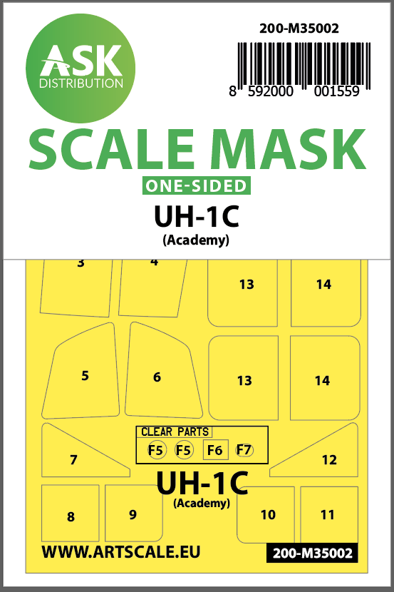 Fotografie 1/35 UH-1C one-sided painting mask for Academy