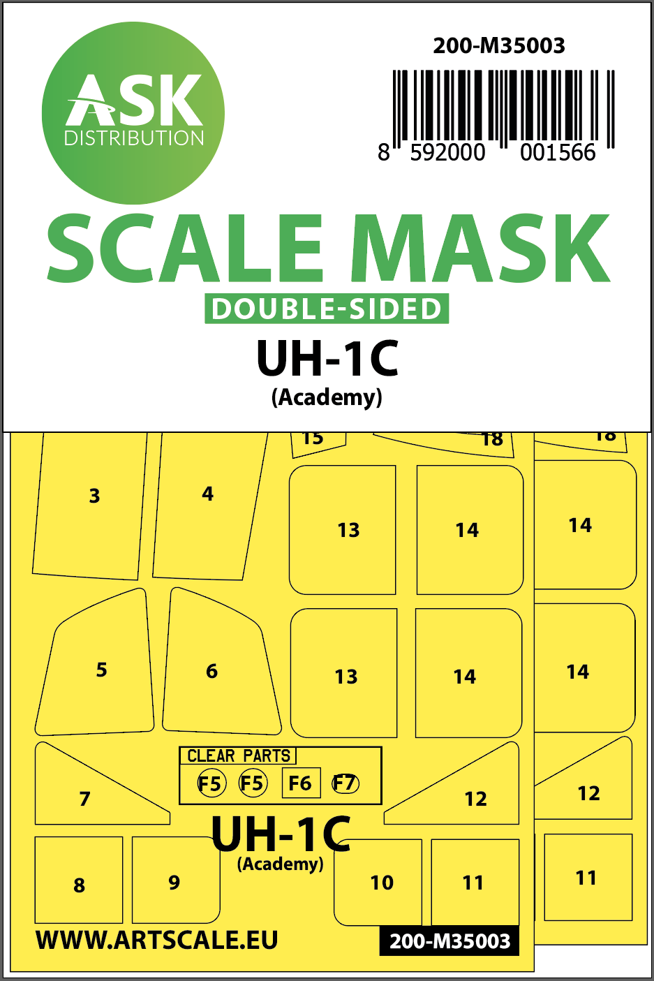 Fotografie 1/35 UH-1C double-sided painting mask for Academy