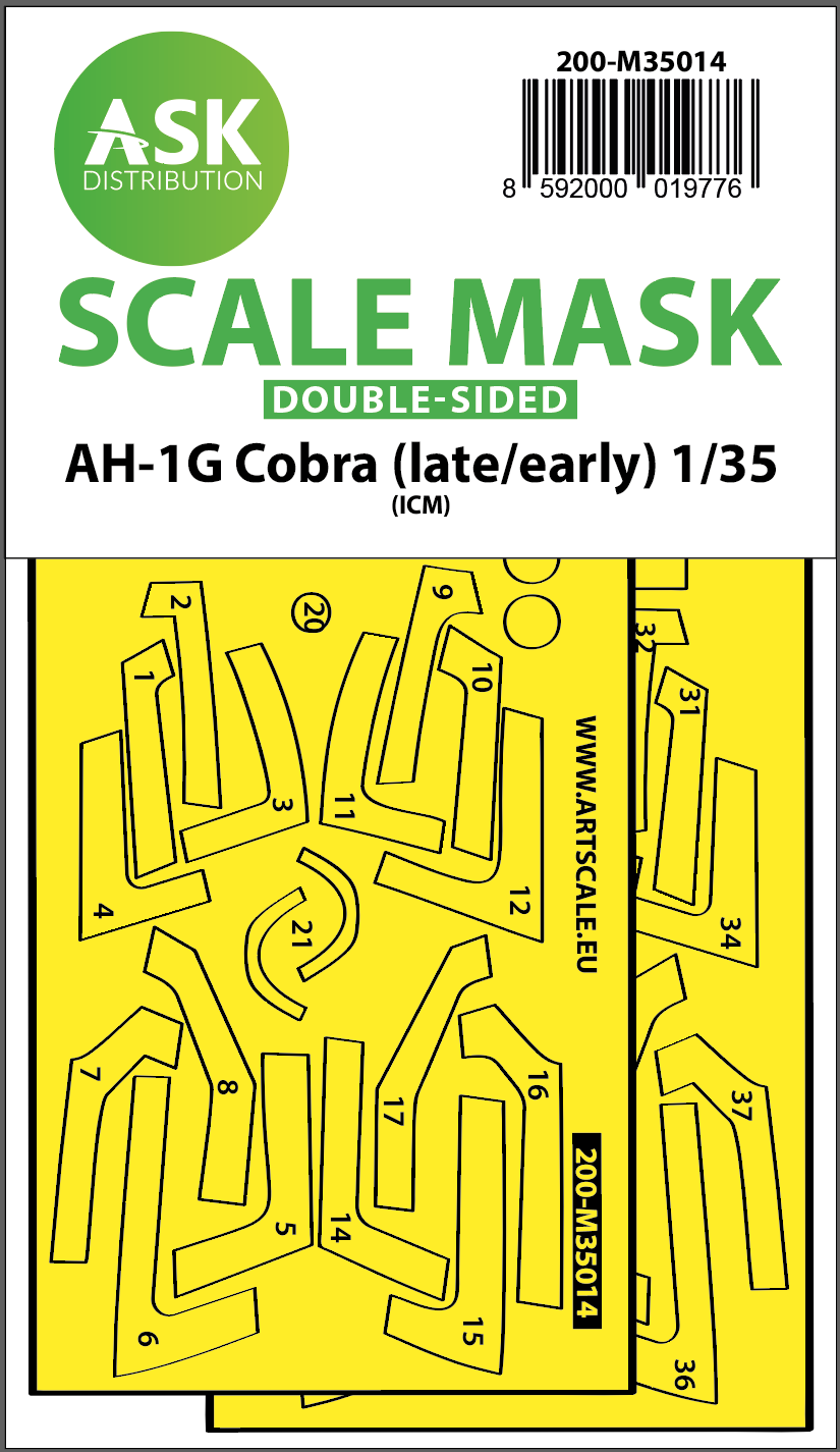 Fotografie 1/35 AH-1G Cobra (early/late) double-sided express fit painting mask for ICM