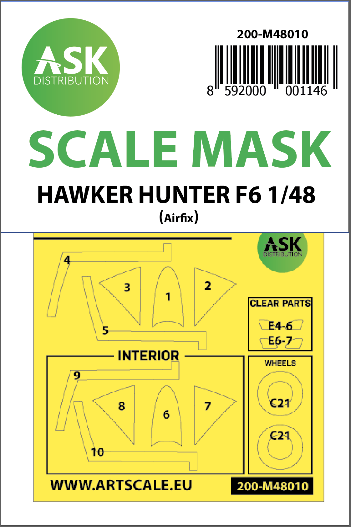 Fotografie 1/48 Hawker Hunter F.6 double-sided painting mask for Airfix