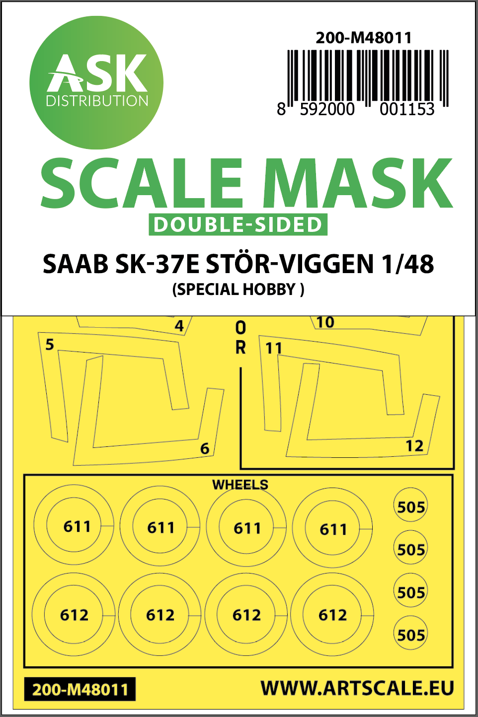 Fotografie 1/48 SAAB SK-37E Stör-Viggen double-sided painting mask for Special Hobby