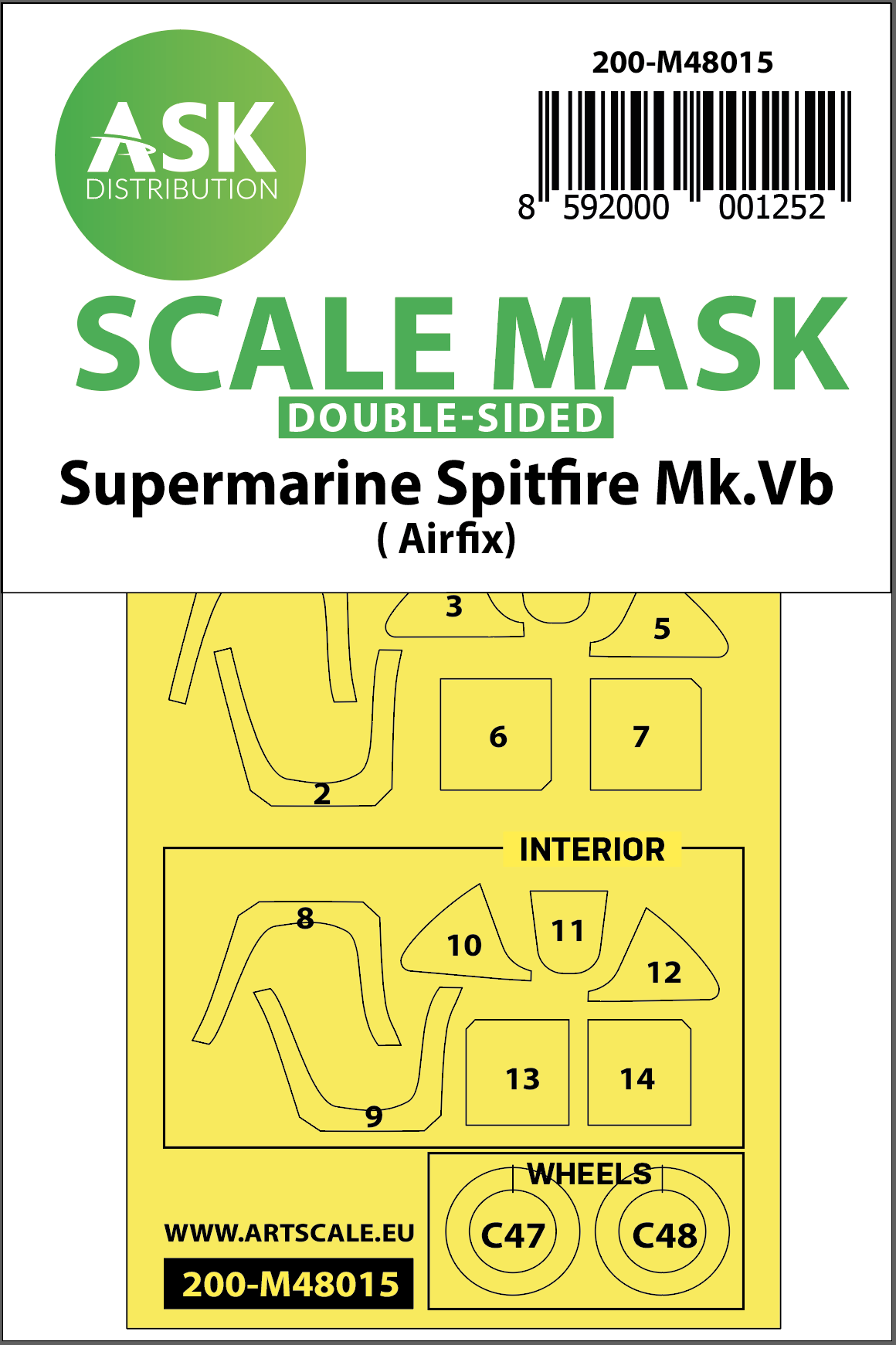Fotografie 1/48 Spitfire Mk.Vb double-sided painting mask for Airfix