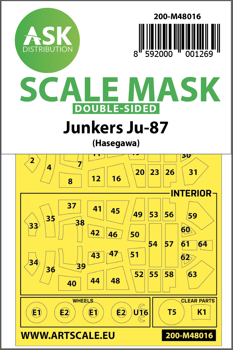 Fotografie 1/48 Junkers Ju 87D-3 double-sided painting mask for Hasegawa / Hobby2000