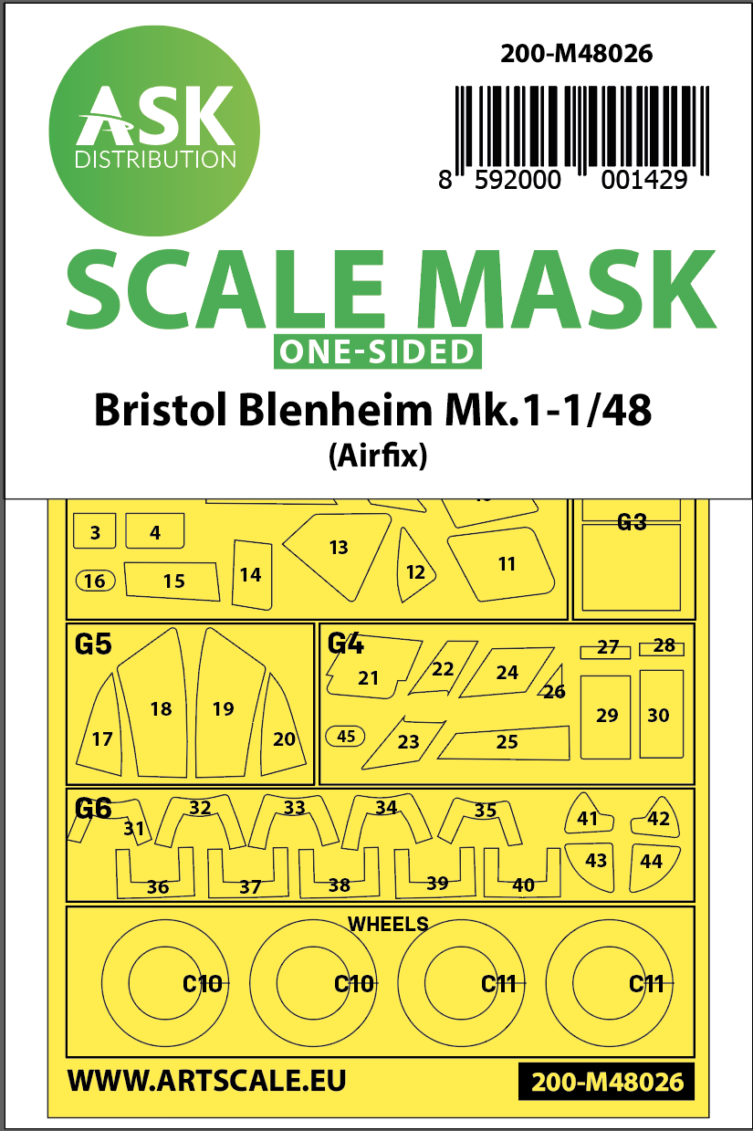 Fotografie 1/48 Bristol Blenheim Mk.I one-sided painting mask for Airfix