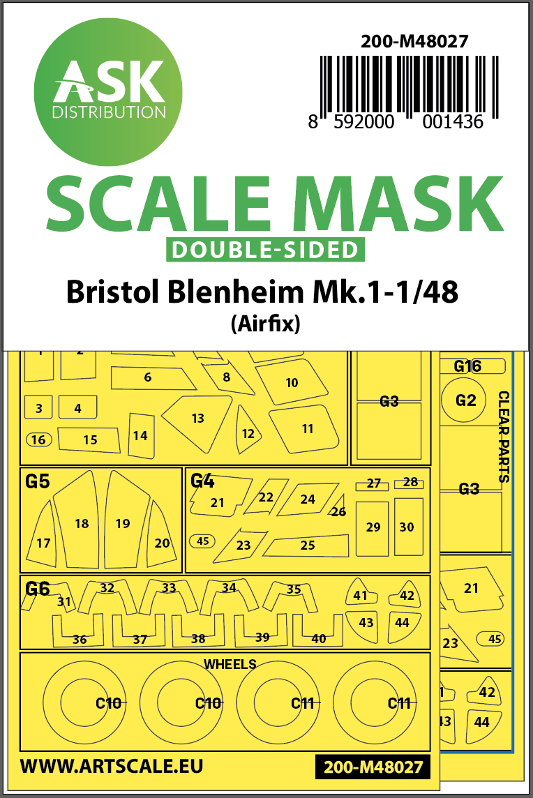 Fotografie 1/48 Bristol Blenheim Mk.I double-sided painting mask for Airfix