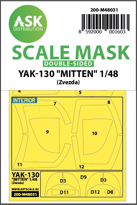 Fotografie 1/48 Yak-130 "Mitten" double-sided painting mask for Zvezda
