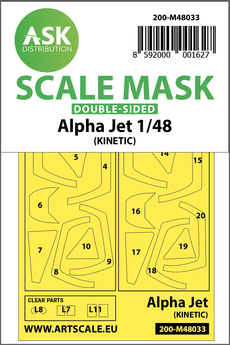 Fotografie 1/48 Alpha Jet double-sided painting mask for Kinetic