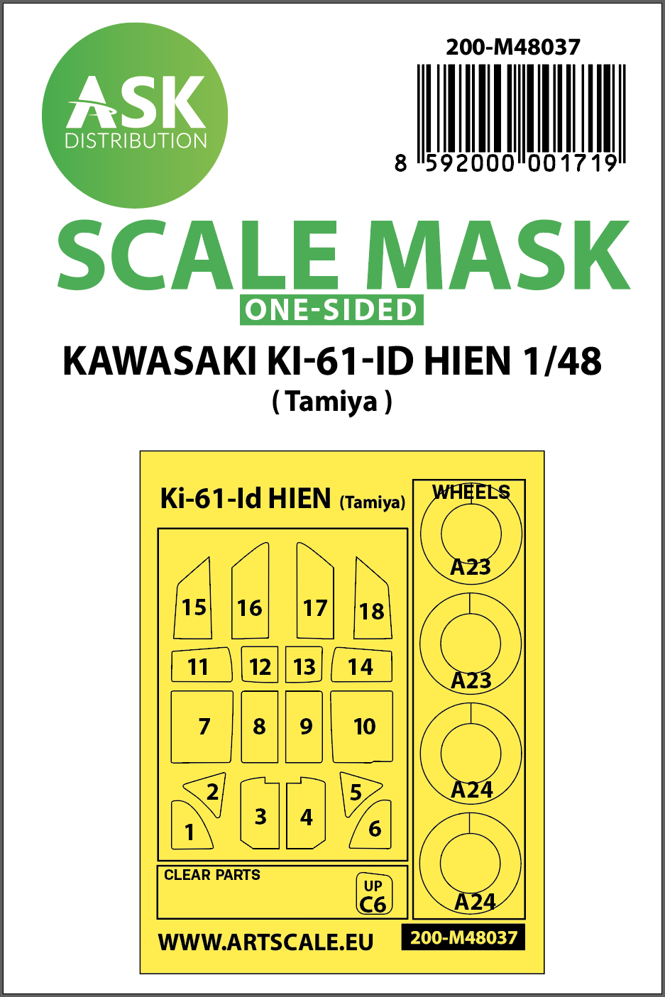 Fotografie 1/48 Kawasaki Ki-61-ID Hien one-sided painting mask for Tamiya