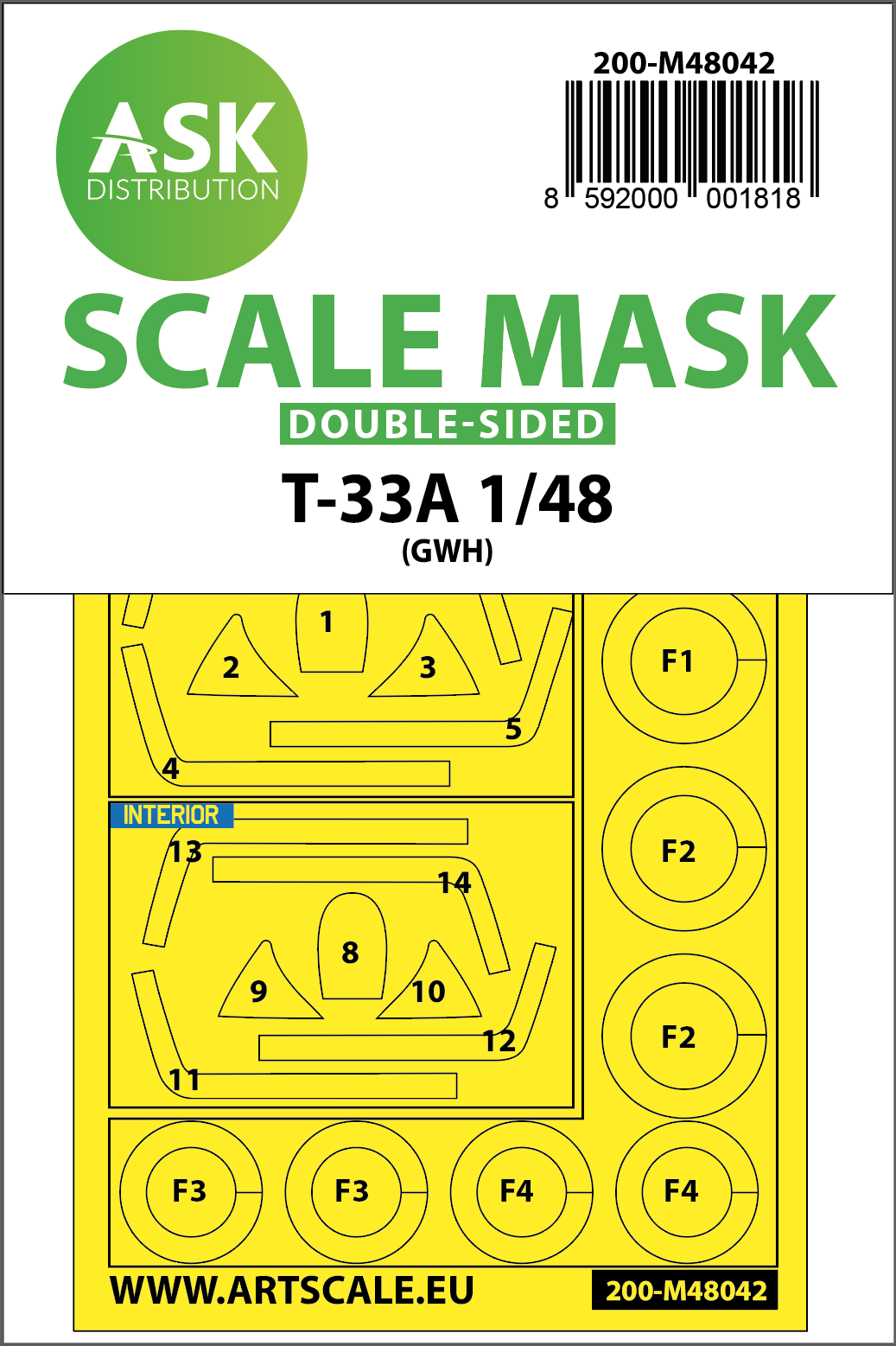 Fotografie 1/48 T-33A double-sided painting mask for Great Wall Hobby