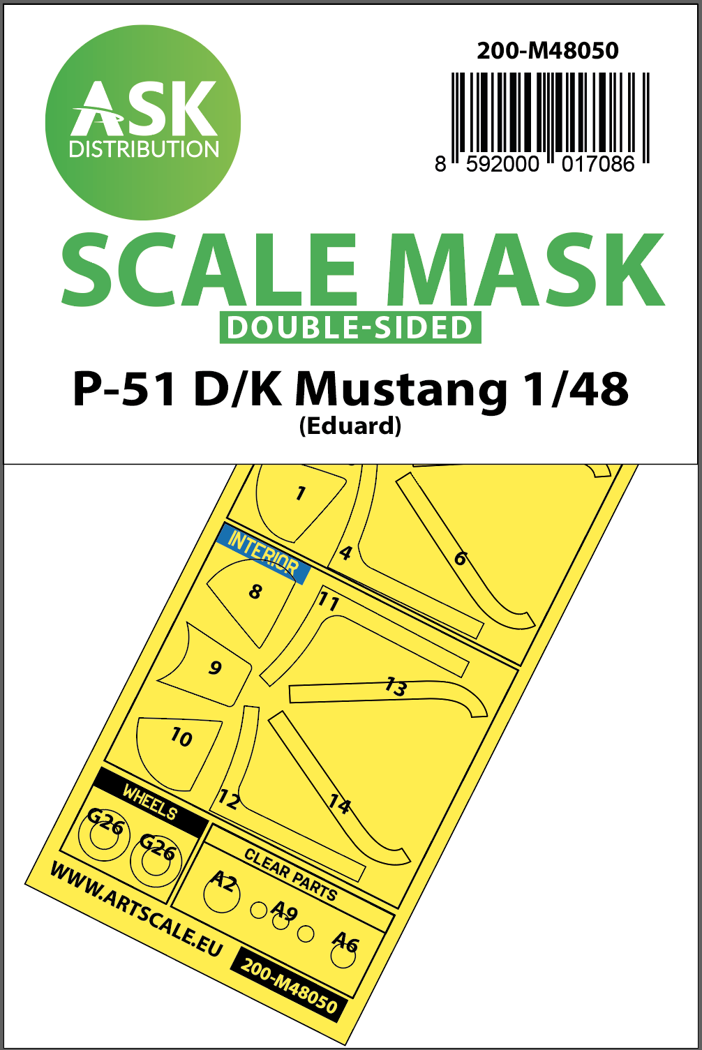 Fotografie 1/48 P-51D/K Mustang double-sided mask for Eduard