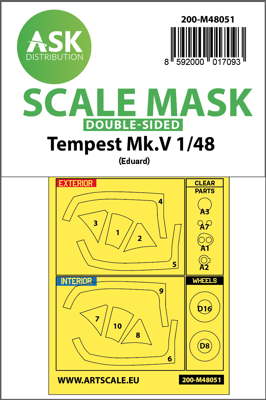 Fotografie 1/48 Tempest Mk.V double-sided express mask for Eduard