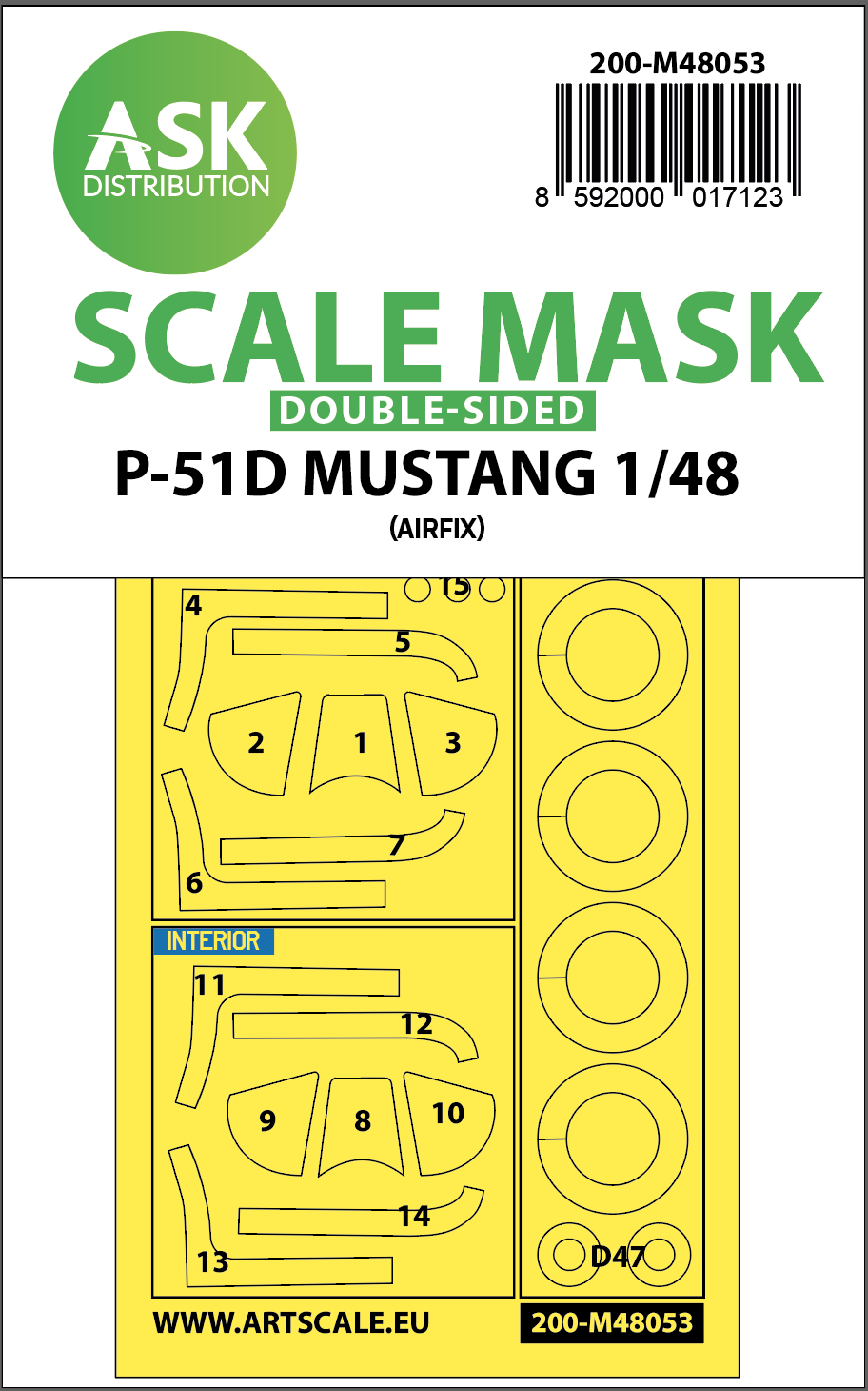 Fotografie 1/48 P-51D Mustang double-sided mask for Airfix