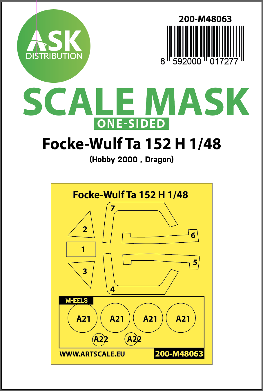 Fotografie 1/48 Focke-Wulf Ta 152 H one-sided express mask for Hobby2000, Dragon
