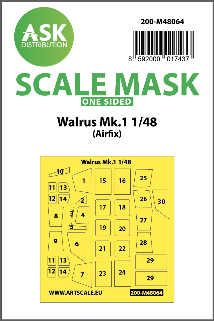 Fotografie 1/48 Walrus Mk.1 one-sided mask for Airfix
