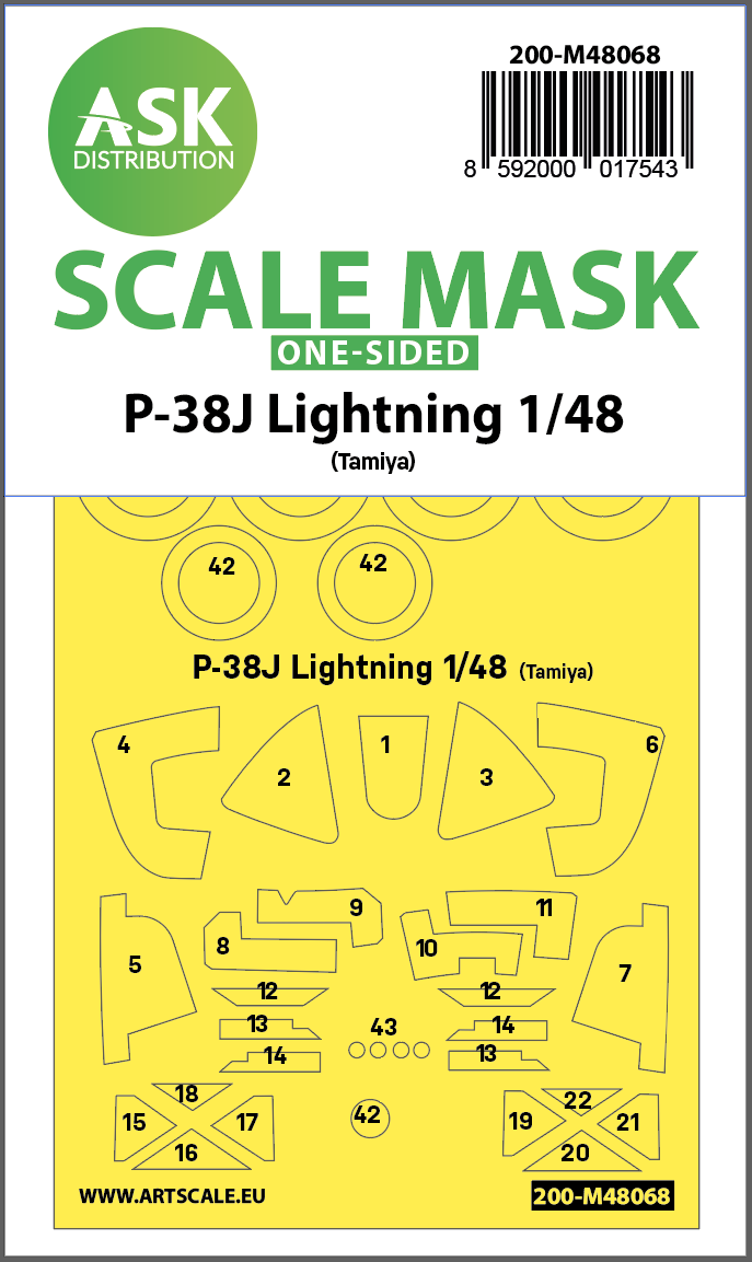Fotografie 1/48 P-38J Lightning one-sided mask for Tamiya