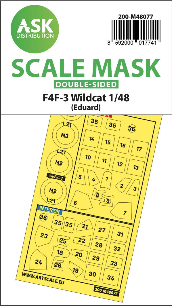 Fotografie 1/48 F4F-3 Wildcat double-sided express mask for Eduard