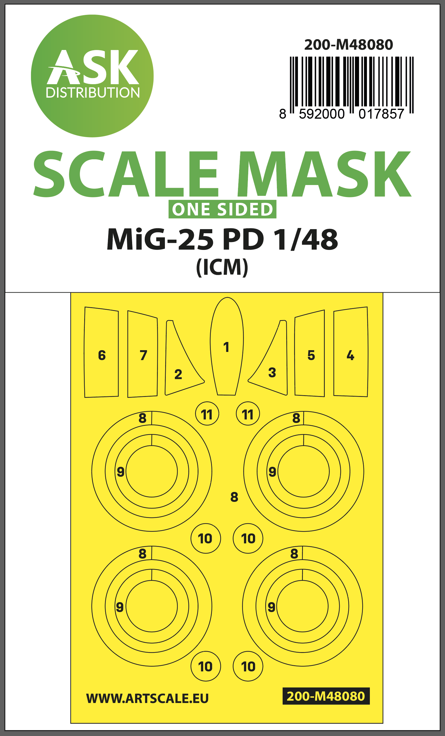 Fotografie 1/48 MiG-25 PD one-sided mask self-adhesive pre-cutted for ICM