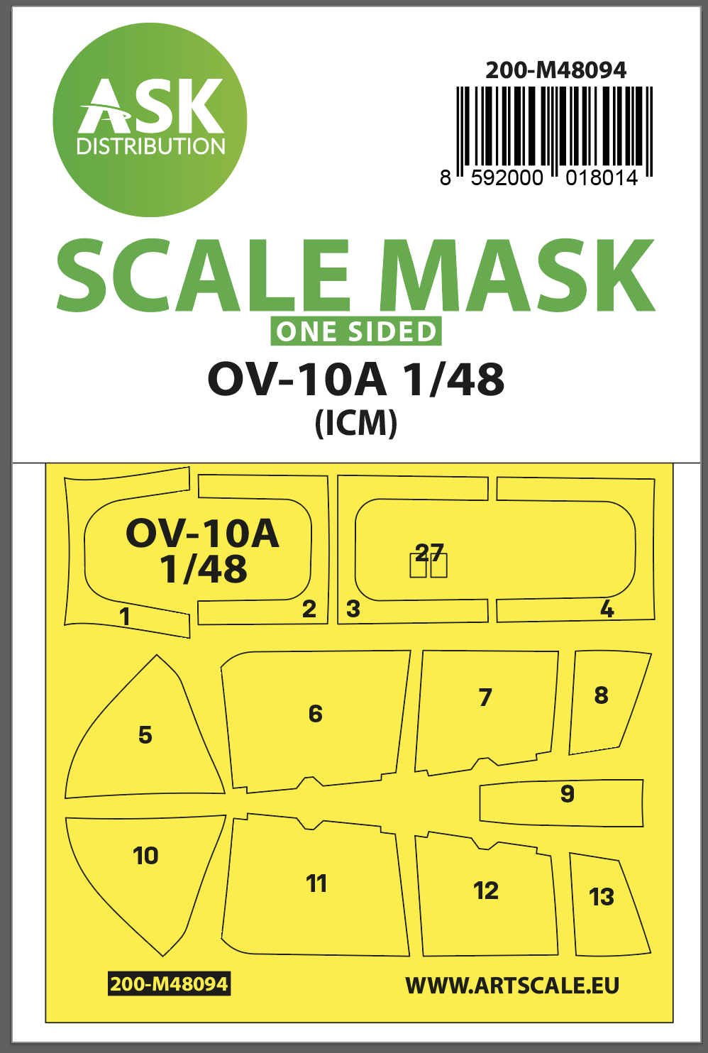 Fotografie 1/48 OV-10A one-sided mask self-adhesive pre-cutted for ICM