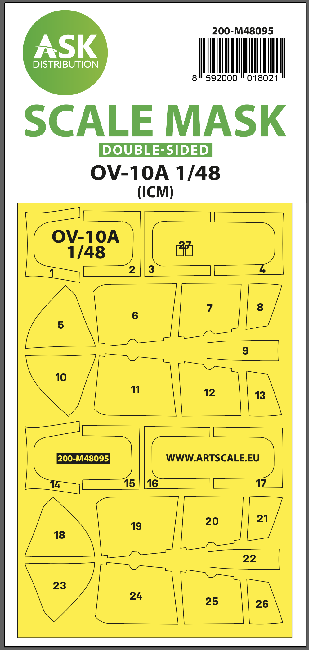 Fotografie 1/48 OV-10A double-sided mask self-adhesive pre-cutted for ICM