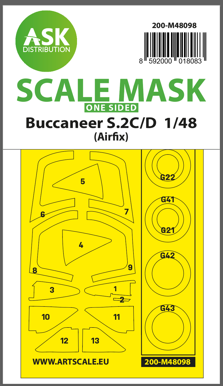 Fotografie 1/48 Buccaneer S.2C/D one-sided mask self-adhesive, pre-cutted for Airfix