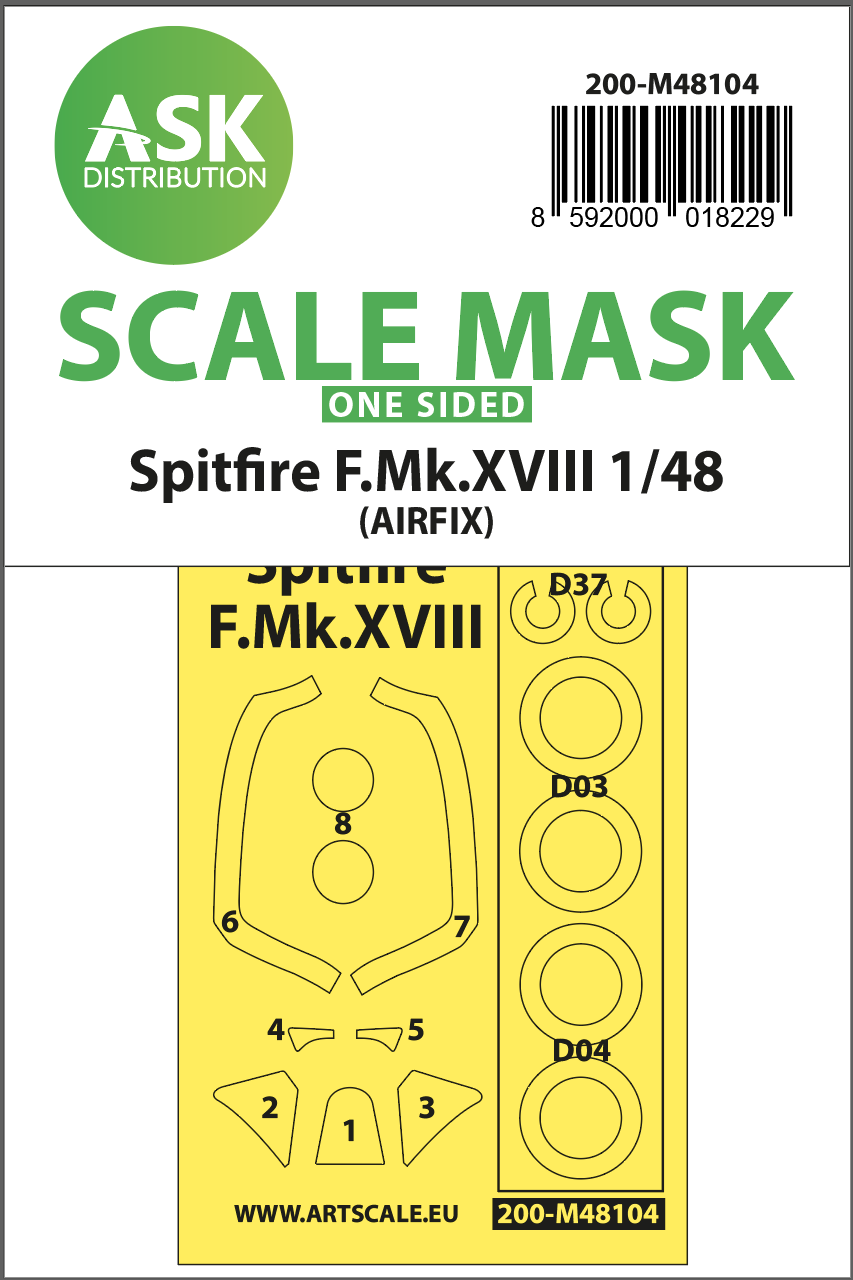 Fotografie 1/48 Spitfire F.Mk.XVIII one-sided mask self-adhesive, pre-cutted for Airfix