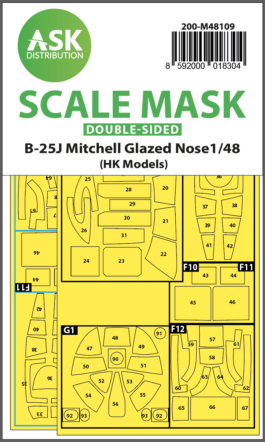Fotografie 1/48 B-25J Mitchell double-sided mask self-adhesive pre-cutted for HK Models