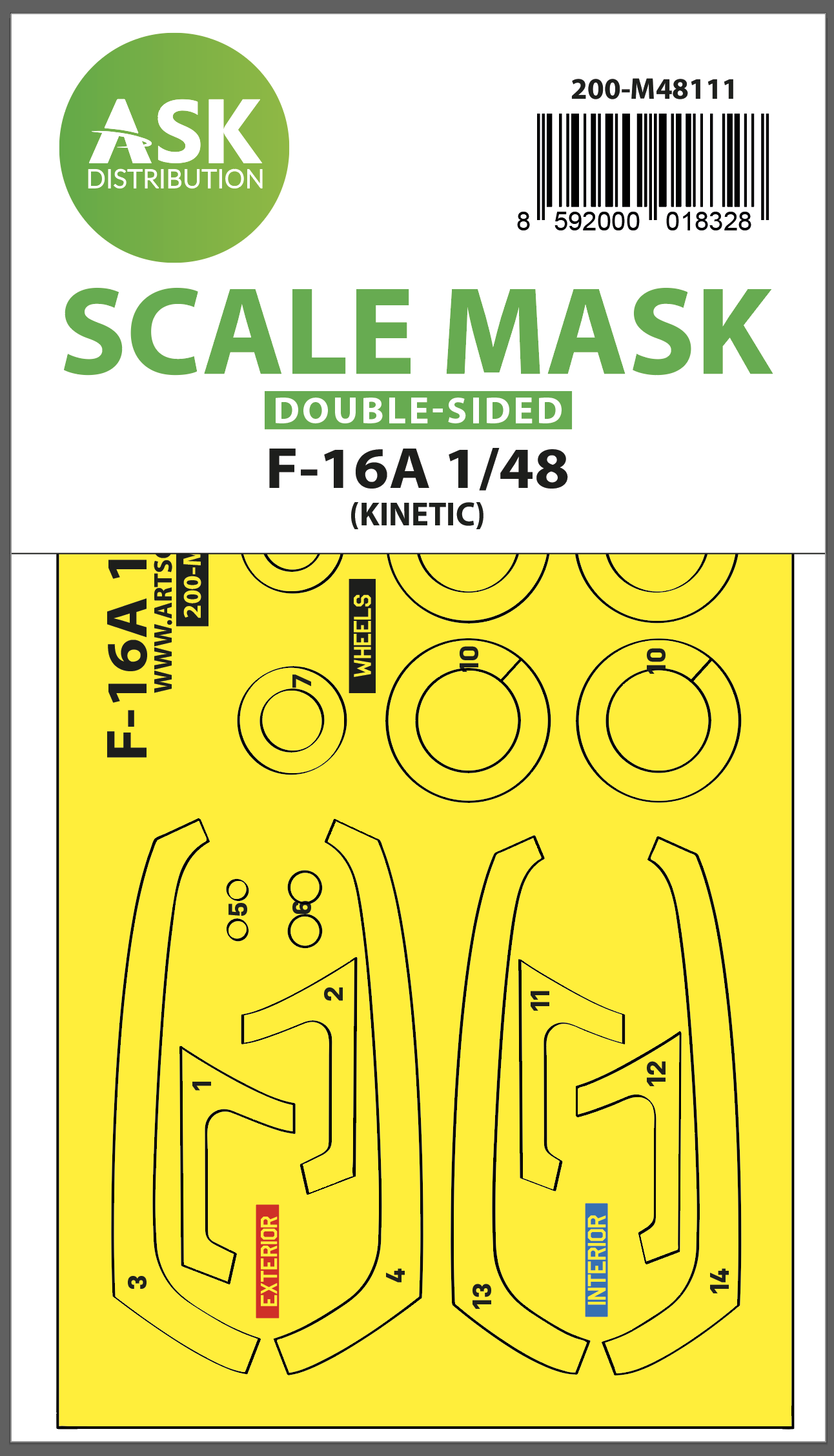 Fotografie 1/48 F-16A double-sided express mask, self-adhesive and pre-cutted for Kinetic