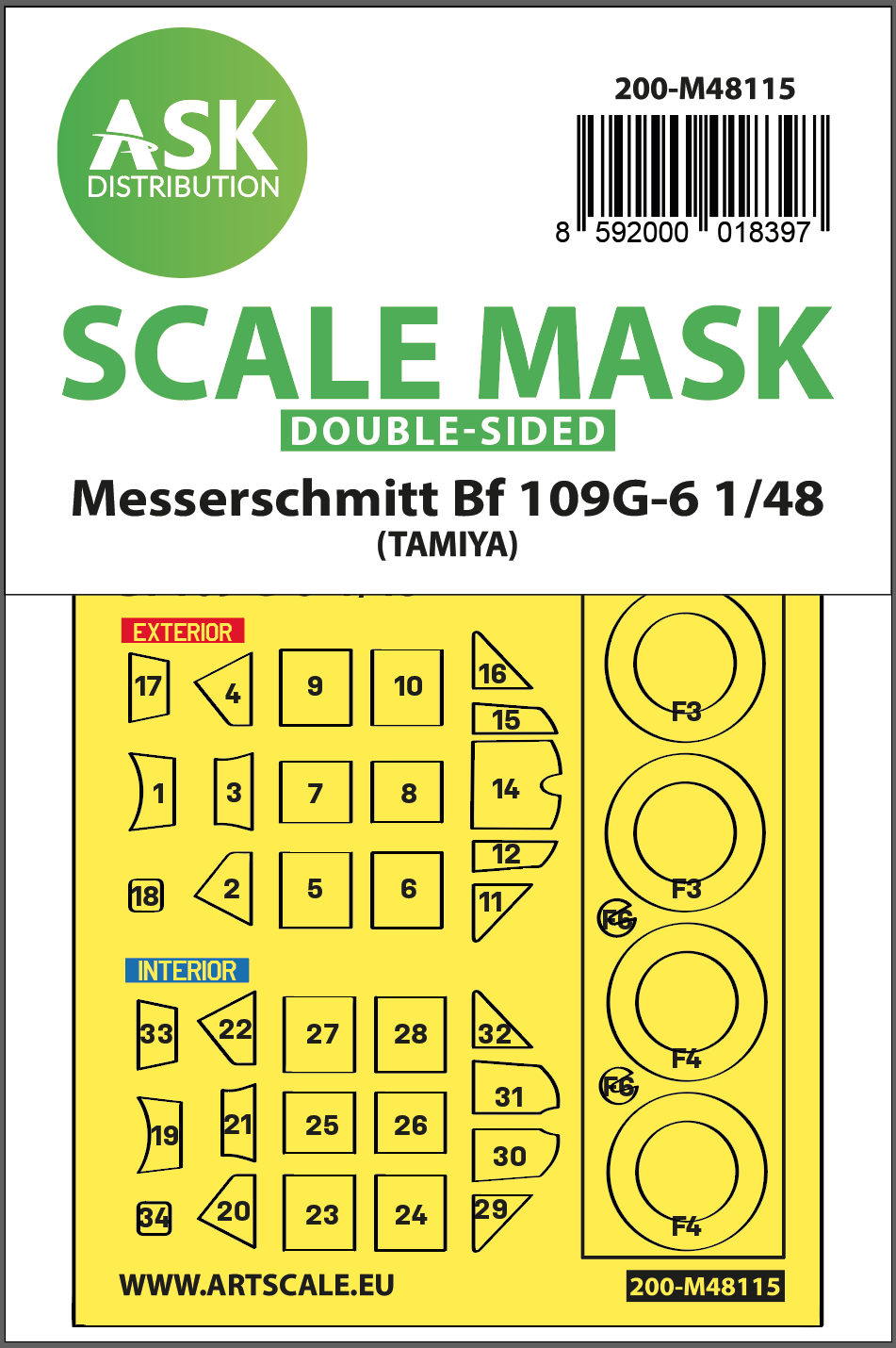Fotografie 1/48 Messerschmitt Bf 109G-6 double-sided express mask, self-adhesive and pre-cutted for Tamiya