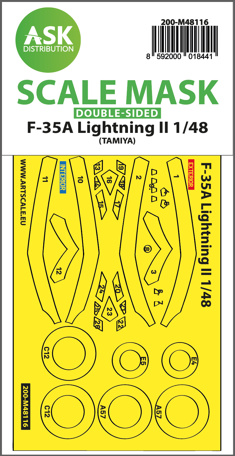 Fotografie 1/48 F-35A Lightning II double-sided express mask, self-adhesive and pre-cutted for Tamiya