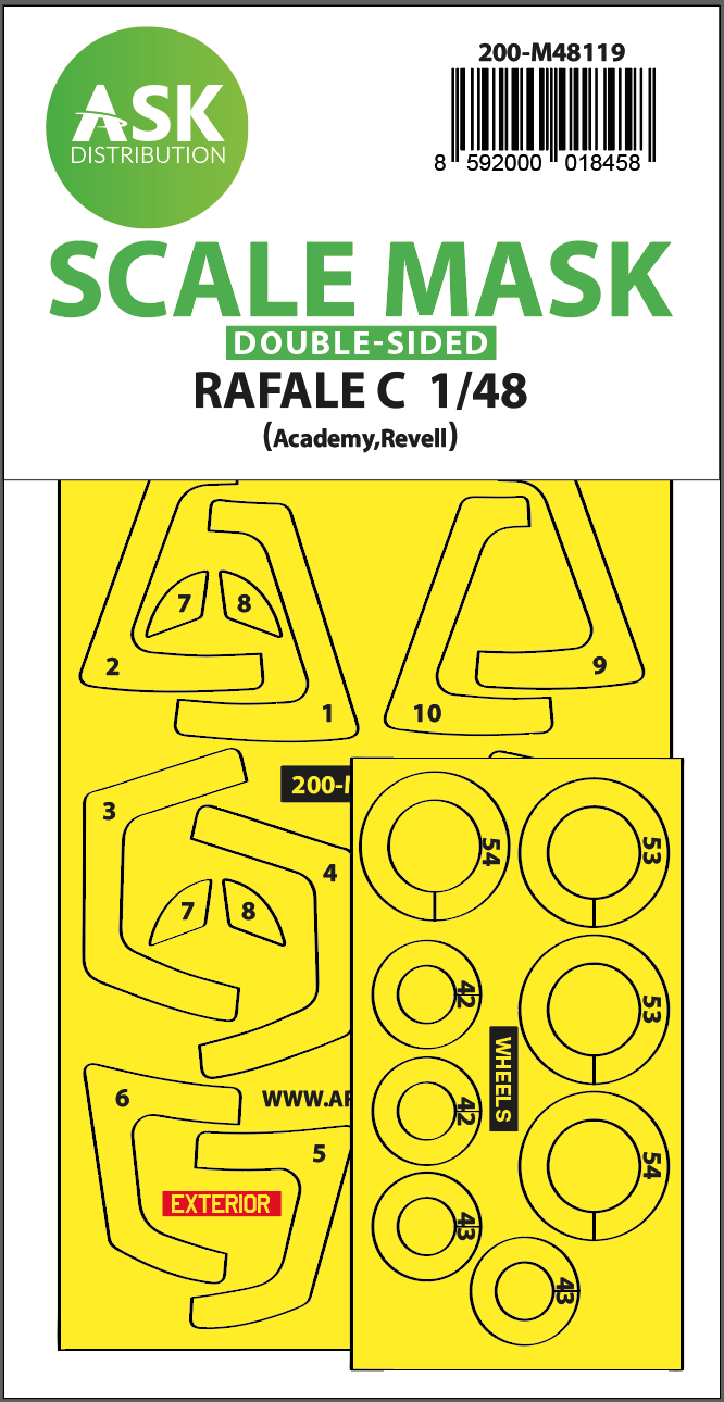 Fotografie 1/48 Rafale C double-sided express mask, self-adhesive and pre-cutted for Academy