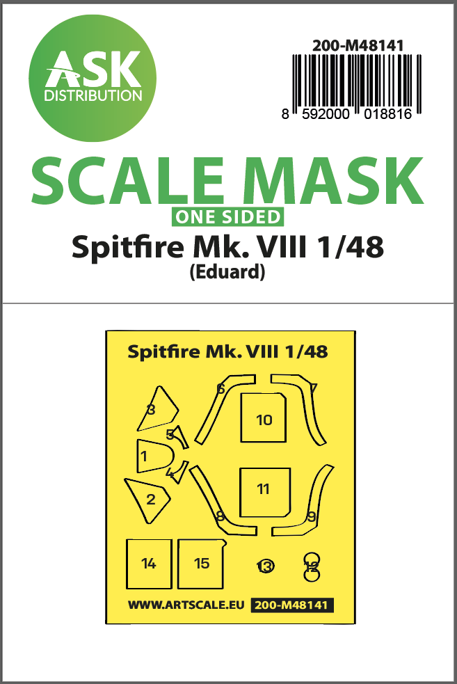 Fotografie 1/48 Spitfire Mk.VIII one-sided express fit mask for Eduard
